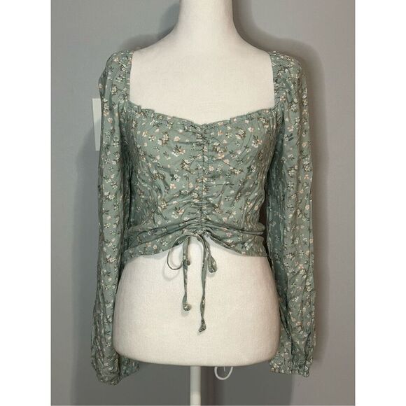 🆕 Liv & Lottie printed chalice long sleeve top with ruched front Juniors size L - Picture 1 of 11